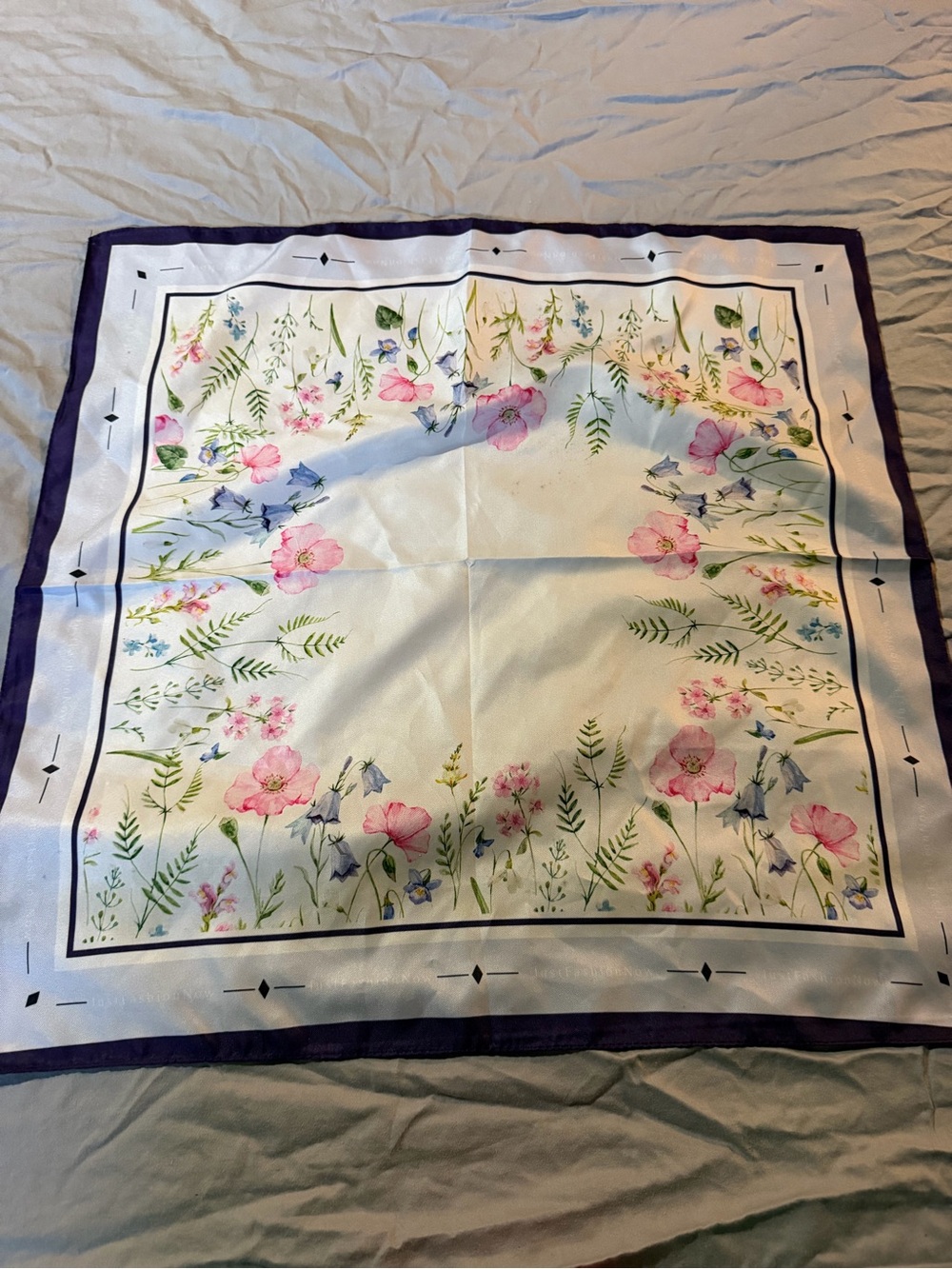 Floral Square Scarf - Pink & Purple Floral Print